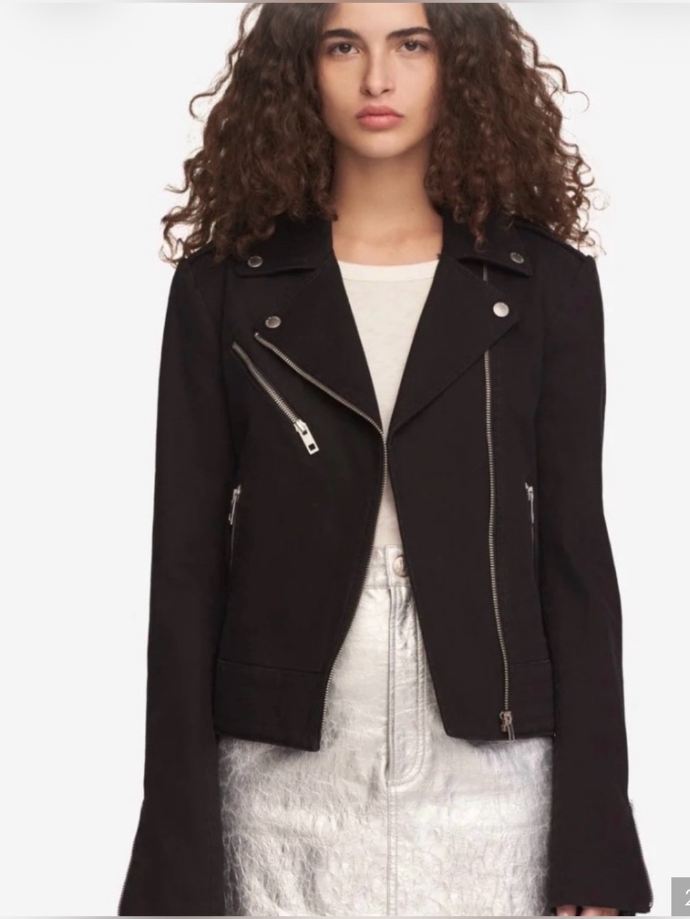 rag & bone Black Asymmetric Moto Jacket with Silver Hardware